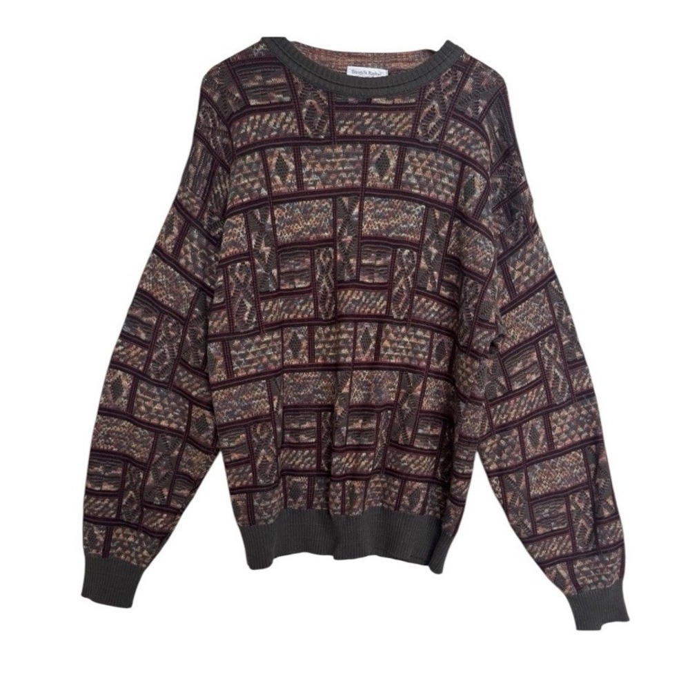 VTG 90s Tricots St Raphel Coogie Cosby Knit Textured Sweater Crew Mens Large